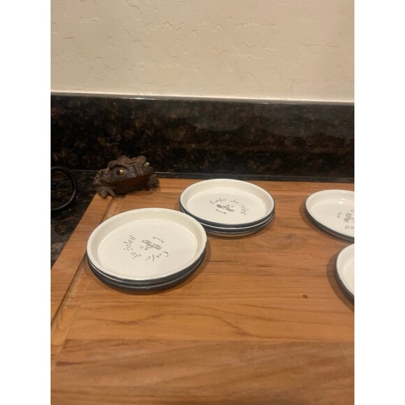 12 Enamelware Coasters “Cafe du Soleil” - Picture 9 of 10